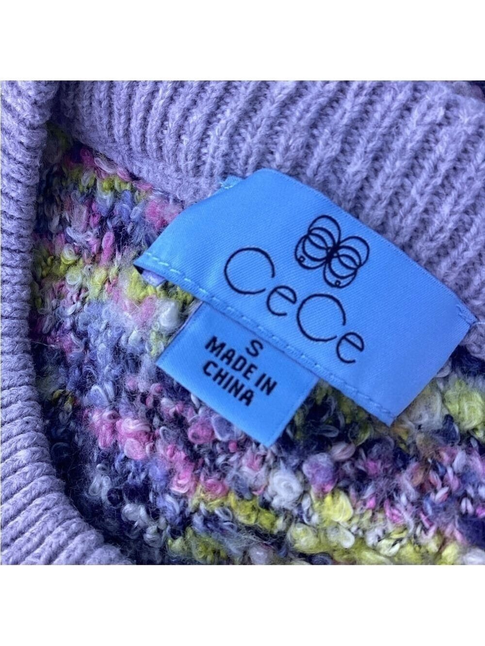 CeCe Purple and Pink Crew Neck Sweater - Picture 7 of 10